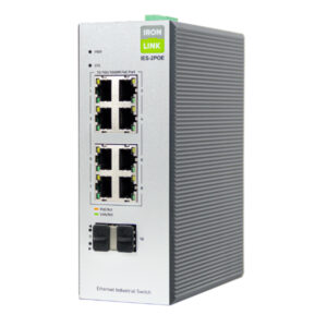 IronLink® Industrial Hardened 8 Port PoE+ Managed Switch, IL-IES802P, front view showing ports