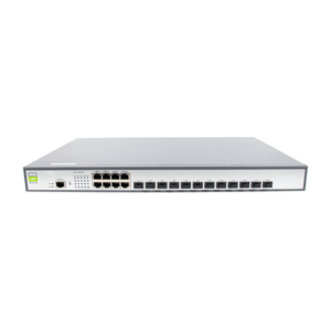 IronLink® 12 Port 10 Gigabit SFP+ Managed Core Switch, angled down front view showing ports