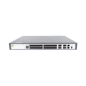 IronLink® 24 Port 10 Gigabit SFP+ Managed Core Switch, angled down front view showing ports