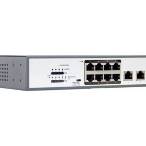 IronLink® 8 Port Full-Gigabit Multi Functional PoE Switch, front view at 45 degree angle showing ports